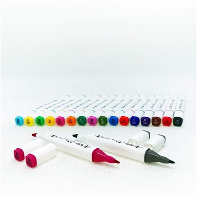Скетч-маркеры двусторонние, кистевой и скошенный. цвета в ассортименте