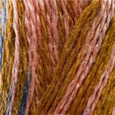 Пряжа "Mink wool" 90% пух норки,10% полиамид 350м/50гр + нитки (022 джинс-персик.-беж)