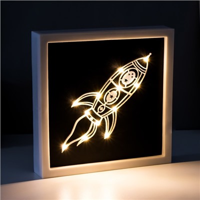 Световая картина-ночник "Ракета" LED USB от батареек 3хАА белый 24,5х24,5х3,5 см