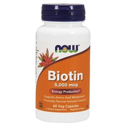 Биотин Biotin 5000 mg NOW 60 капс.