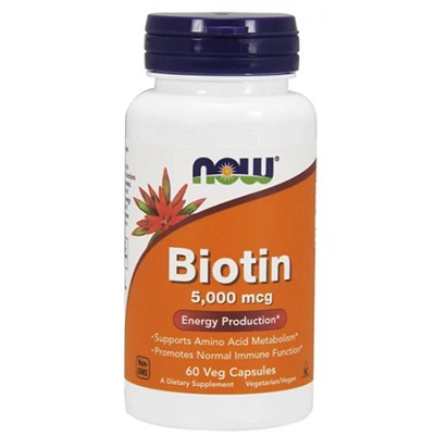Биотин Biotin 5000 mg NOW 60 капс.