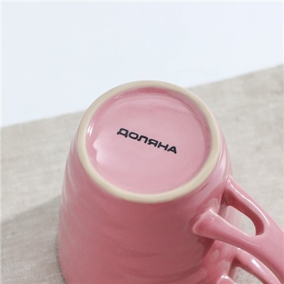 Кружка керамическая с ложкой Доляна «Ноель», 280 мл, цвет розовый