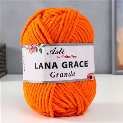 Пряжа "Lana Grace Grande" 25% шерсть мериноса, 75% акрил 65м/100гр (2410, апельсин)