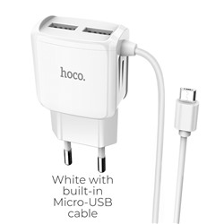 ЗУ сетевое Hoco C59A micro USB цв.белый(2,1A,кабель 1м ,коробка)
