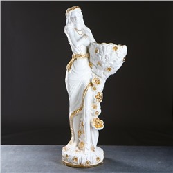 Фигура с кашпо "Лесная фея" бело-золотистый, 35х85х35см