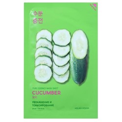 Маска для лица тканевая увлажняющая и тонизирующая с огурцом Pure Essence Mask Sheet Cucumber Holika Holika