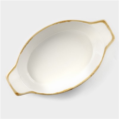 Форма для запекания из фарфора Доляна Organic Gold, 500 мл, 22×13×4,5 см, цвет белый
