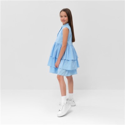Платье для девочки MINAKU: Cotton collection цвет голубой, р-р 122
