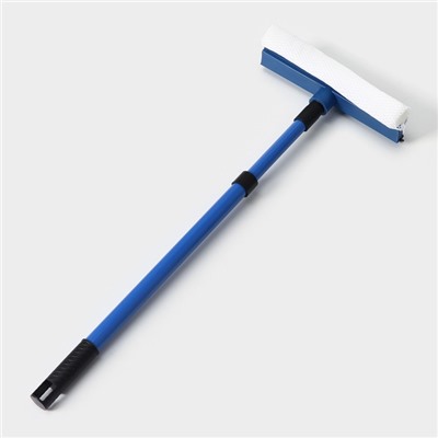 Окномойка с телескопической металлической окрашенной ручкой и сгоном Доляна, 20×49(75) см, поролон, цвет синий