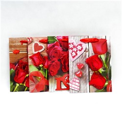 Пакет подарочный Розы (3D,блестки) 18*24*8см 4 вида (12 в упаковке) WB-023-S