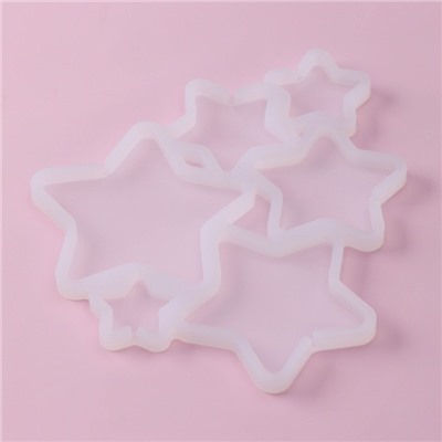 Форма силиконовая для леденцов Доляна «Звёзды», 15,5×13,5×0,7 см, 6 ячеек, цвет белый