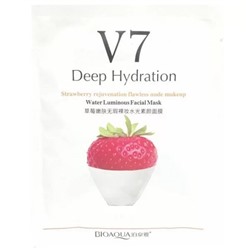 Маски для лица Тканевая BIOAOUA  V 7 Deep Hydration Strawberry rejuvenation flawless nude makeup