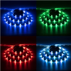 Комплект светодиодной ленты Luazon Lighting 5 м, IP65, SMD5050, 30 LED/м, USB, пульт ДУ, RGB