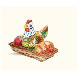 "Набор Курица(90) + 3 яйца в корзине"вес 135 гр.Блок 8 шт. Шоколадная компания.