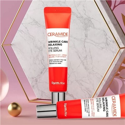 Farm Stay Укрепляющая сыворотка с керамидами для кожи вокруг глаз / Ceramide Wrinkle Care Relaxing Rolling Eye Serum, 25 мл