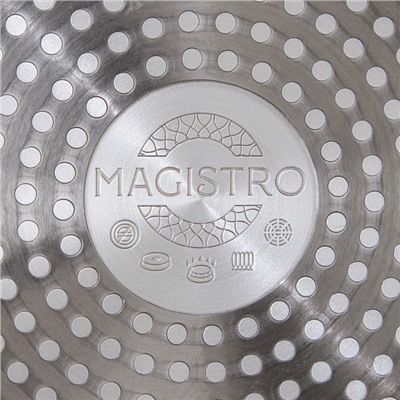 Сковорода кованая Magistro Natural, d=24 см, ручка soft-touch, индукция, антипригарное покрытие, цвет серый
