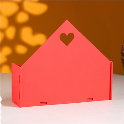 Кашпо деревянное 21×6×18 см Конверт "Доброе Сердце", красный Дарим Красиво