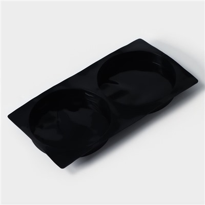 Форма для выпечки Доляна «Бискотто», силикон, 34,5×20×3 см,  2 ячейки (d=16 см), цвет чёрный