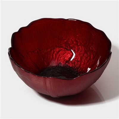 Салатник стеклянный «Флора», d=14 см, цвет красный