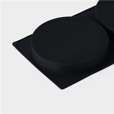 Форма для выпечки Доляна «Бискотто», силикон, 34,5×20×3 см,  2 ячейки (d=16 см), цвет чёрный