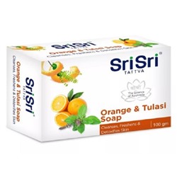 Мыло Апельсин и тулси Шри Шри Таттва Orange & Tulasi Soap Sri Sri Tattva 100 гр.