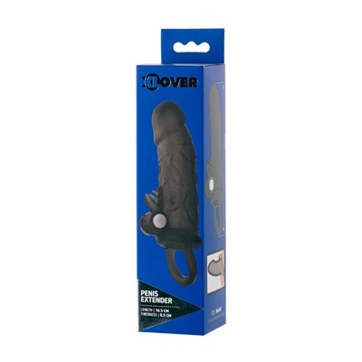 Насадка на пенис Toyfa XLover, с вибрацией, TPE, 14,5 см, цвет черный