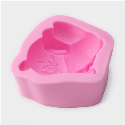 Силиконовый молд Доляна «Зайчик», 9,5×8,2×4 см, цвет розовый