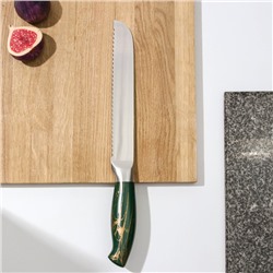 Нож кухонный Доляна Zeus, хлебный, 20 см, цвет изумрудный