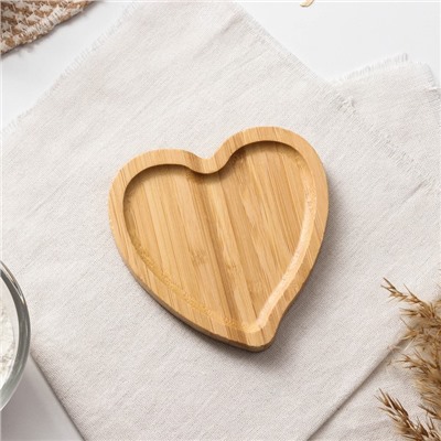 Блюдо для подачи Доляна «Сердце», 13×12,5×1,3 см, бамбук