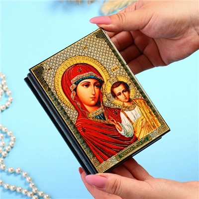 Шкатулка «Божья Матерь Казанская»  10×14 см, лаковая миниатюра