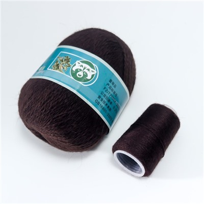 Пряжа "Mink wool" 90% пух норки,10% полиамид 350м/50гр + нитки (815 шоколад)