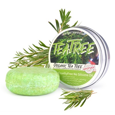 Органический твердый шампунь с маслом ЧАЙНОГО ДЕРЕВА Fresh Plant Shampoo Bar, 60 гр.