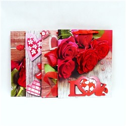 Пакет подарочный Розы (3D,блестки) 26*32*10см 4 вида (12 в упаковке) WB-023-M