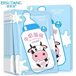 Увлажняющая тканевая маска для лица с протеинами молока и гиалуроновой кислотой Bisutang Milk