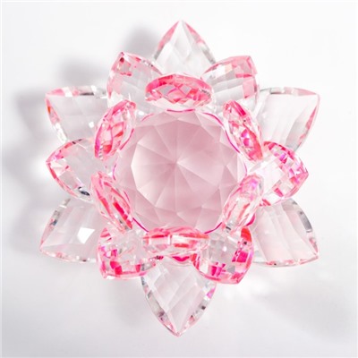 Сувенир стекло "Лотос кристалл трехъярусный розовый" d=11 см