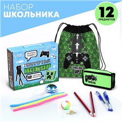 Подарочный набор школьника «Геймер», 12 предметов (ручка,карандаш,пенал,мешок для обуви,головоломка,йо-йо,тянучка)