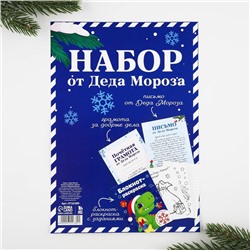 Подарочный набор: блокнот-раскраска, грамота, письмо от Дедушки Мороза «Дино»