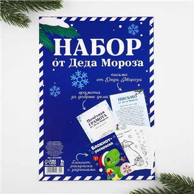 Подарочный набор: блокнот-раскраска, грамота, письмо от Дедушки Мороза «Дино»