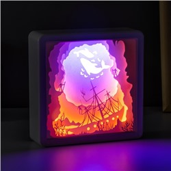 Световая картина-ночник "Корабль" LED от батареек 3хАА USB 15,5x4,5x15,5 см