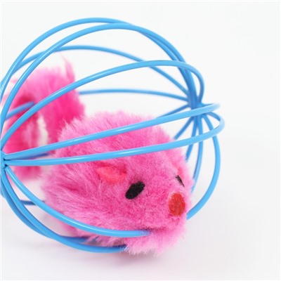 Игрушка "Мышь в шаре", 6 см, синяя/розовая