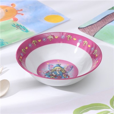 Набор детской посуды из керамики Доляна «Дюймовочка», 3 предмета: кружка 230 мл, миска 400 мл, тарелка d=18 см,цвет белый