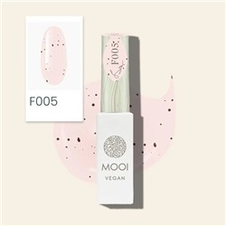 Гель-лак F005 прозрачный нежно-розовый с черной крошкой vegan MOOI 8 мл
