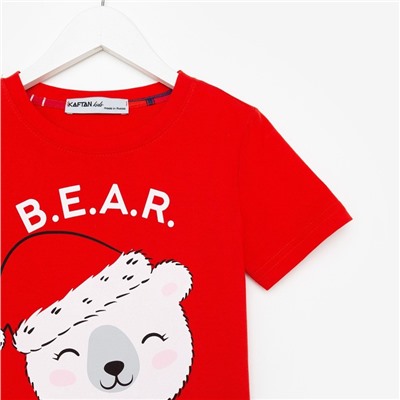 Пижама для девочки новогодняя KAFTAN "Bear", размер 34 (122-128)