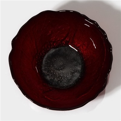 Салатник стеклянный «Флора», d=14 см, цвет красный