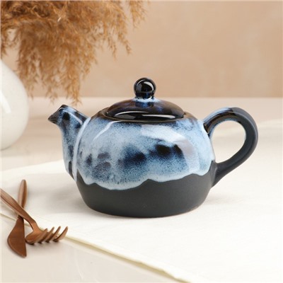 Чайник для заварки "Бриз", глазурь, матовый, чёрно-голубая, 0.7 л