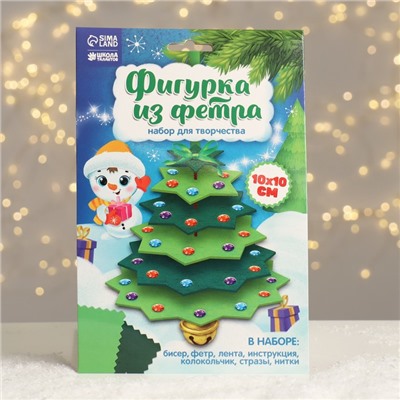 Новогодняя игрушка из фетра «Елочка с колокольчиком»