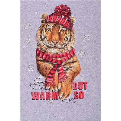 Пижама женская 1-216 (светло-серый) Тигр в шапке