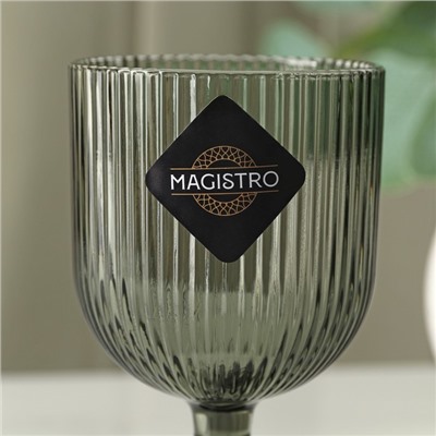 Бокал стеклянный для вина Magistro «Грани», 250 мл, 8×14,5 см, цвет графит