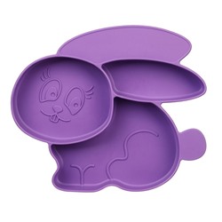 Силиконовая детская тарелка «Зайка» с секциями, цвет МИКС