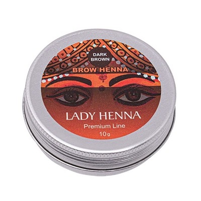 Lady Henna Краска для бровей на основе хны тёмно-коричневая / Premium Line